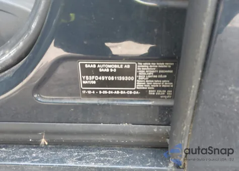 2006 Saab 9-3 2.0T from USA, damaged, VIN YS3FD49Y061139300